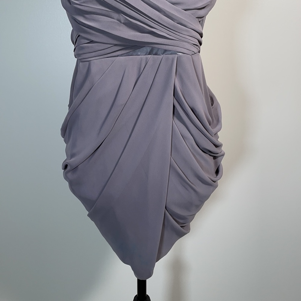 Walter Baker Grey Ruched Tie Back Sleeveless Halter Mini Dress M - Picture 6 of 16